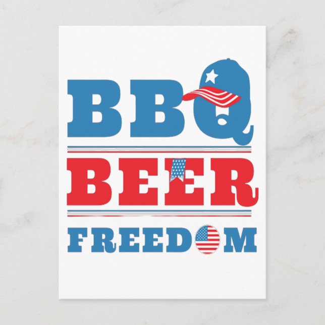 CARTE POSTALE LIBERTÉ DE BIÈRE BBQ - 4 JUILLET USA (Devant)