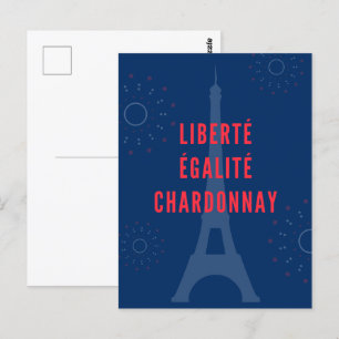 Carte Postale Liberté Égalité Chardonnay Funny Tour Eiffel