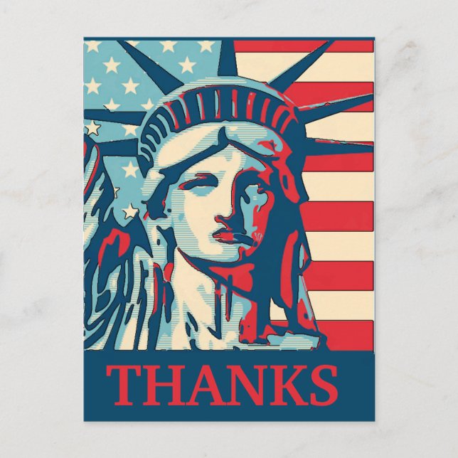 Carte Postale Liberty MERCI, modifier le texte (Devant)