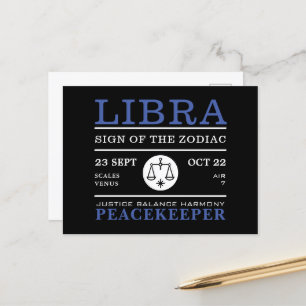 Carte Postale Libra Sign of the Zodiac, astrologie