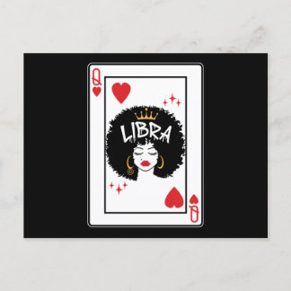 Carte Postale Libra Star Sign Melanin Black Queen of Hearts