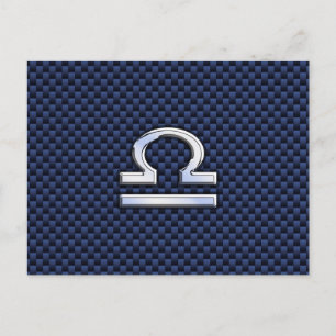 Carte Postale Libra Zodiac Connexion en fibre de carbone bleu