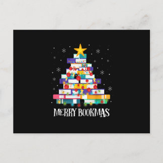 Carte Postale Librarian Book Lover Books Christmas Tree Merry Bo