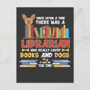 Carte Postale Library Dog and Book lovers Librarian Reader