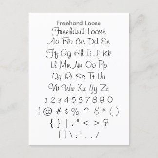 Carte Postale Libre - Feuille d'échantillonnage de police Zazzle