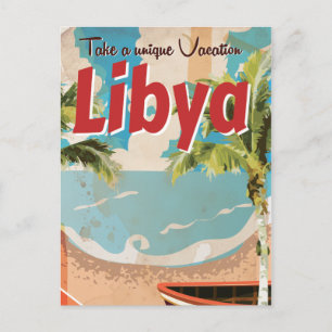 Carte Postale Libye vacances Affiche de voyage vintage.