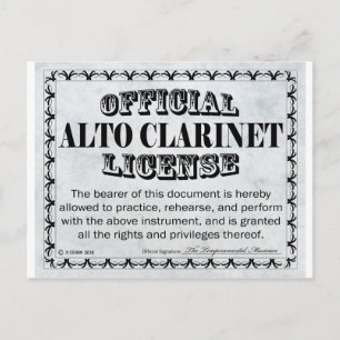 Carte Postale Licence Alto Clarinet