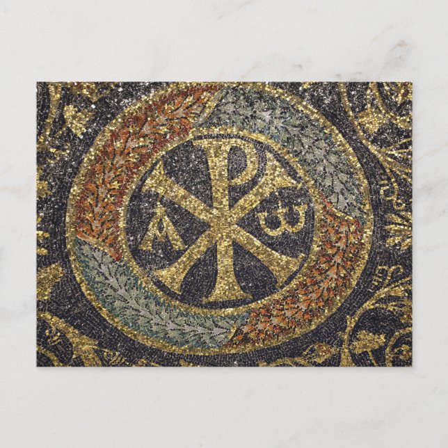 Carte Postale L'icône grecque de la mosaïque byzantine Chi Rho (Devant)