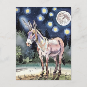 Carte Postale Licorne Âne Mignon