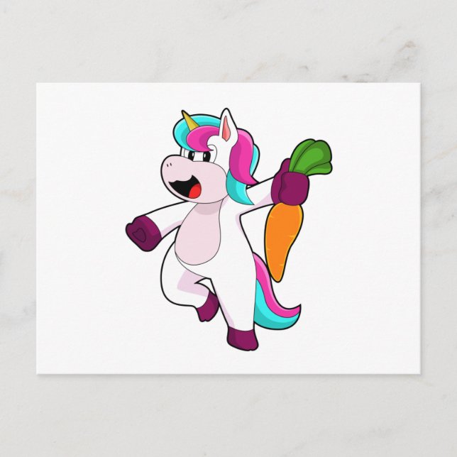 Carte Postale Licorne avec Carotte (Devant)
