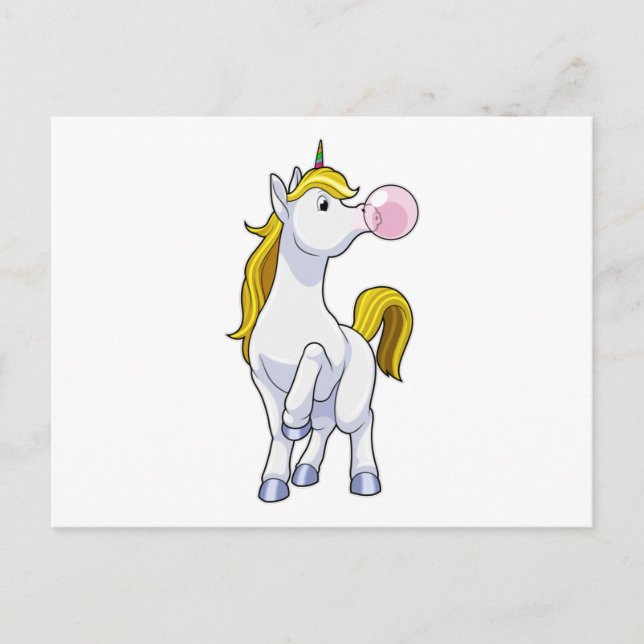 Carte Postale Licorne avec Chewing-gum (Devant)