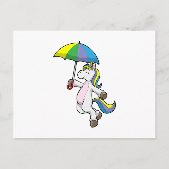 Carte Postale Licorne avec parapluie (Devant)
