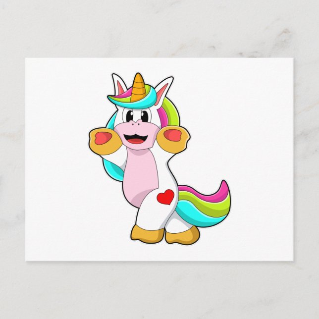 Carte Postale Licorne avec Tatouage de Coeur (Devant)