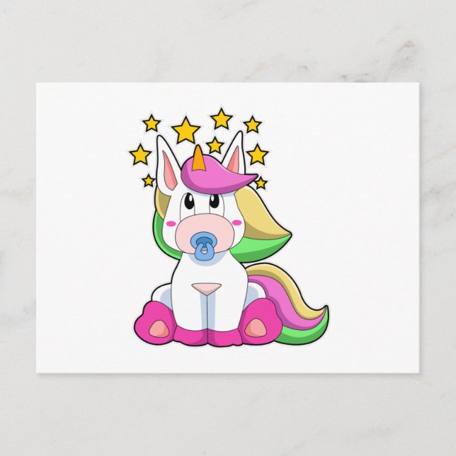Carte Postale Licorne bébé avec tétine (Devant)