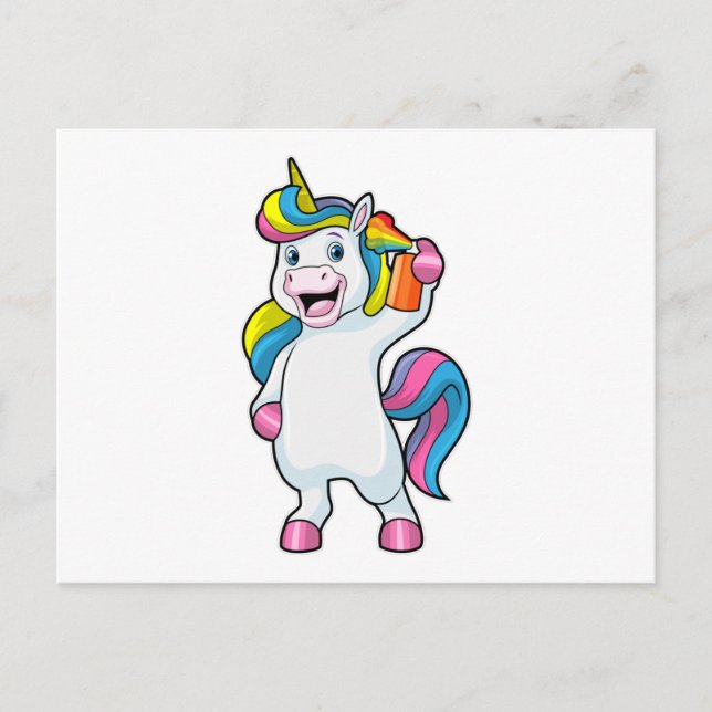 Carte Postale Licorne coiffeuse avec laque (Devant)