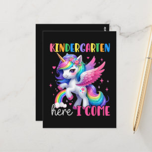 Carte Postale Licorne de maternelle j'arrive retour à l'école