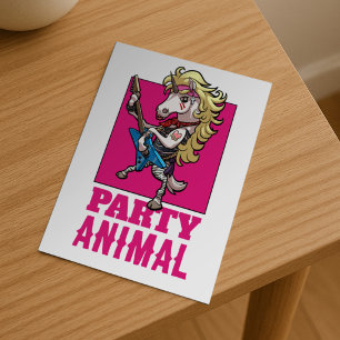 Carte Postale Licorne Excentrique 80s Glam Metal Fête Animal de 