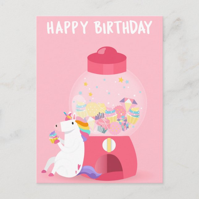 Carte Postale Licorne Joyeux Anniversaire (Devant)