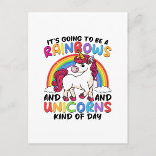 Carte Postale licorne mignonne arc-en-ciel drôle