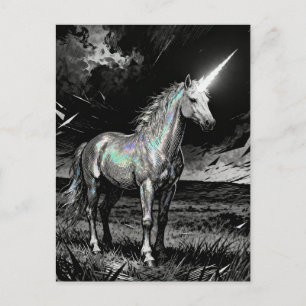 Carte Postale Licorne noir et blanc