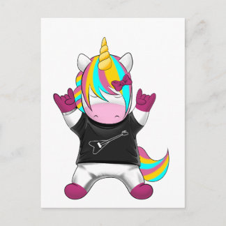 Carte Postale Licorne Rockeuse Arc-en-ciel