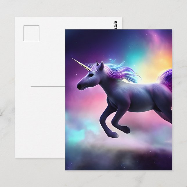 Carte Postale Licorne Violette Magnifique (Devant / Derrière)