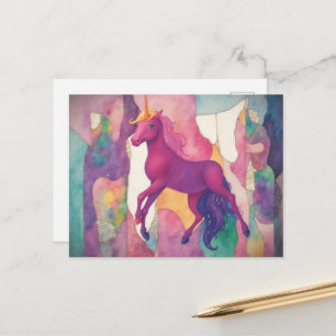 Carte Postale Licorne Violette Mignonne