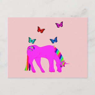 Carte postale Licorne Violette & Papillons