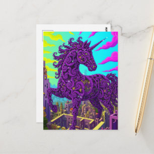 Carte Postale Licorne violette surréaliste