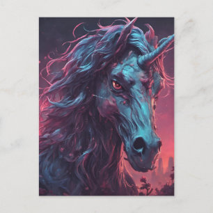 Carte Postale Licorne Zombie Noire  