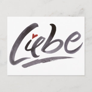 Carte Postale Liebe Love Heart Calligraphie Allemand Lettres