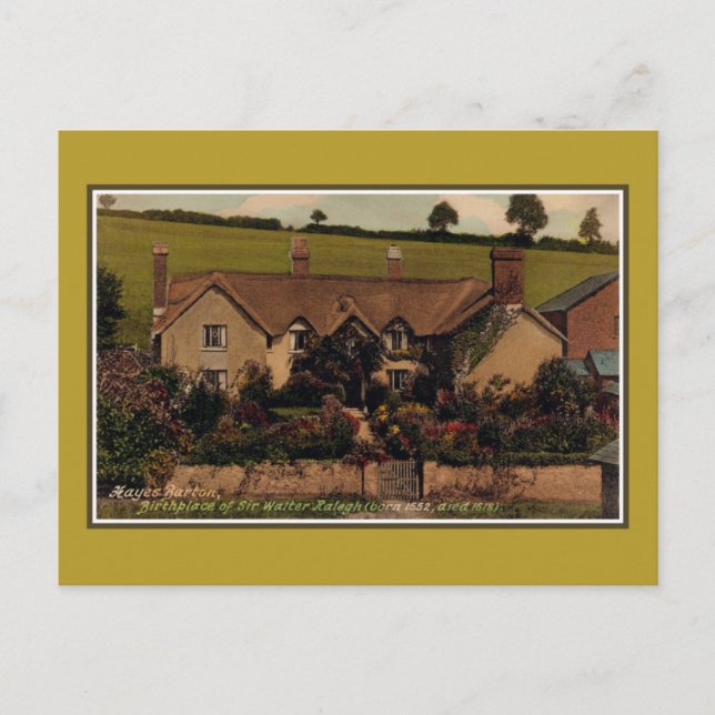 Carte Postale Lieu de naissance de Sir Walter Raleigh, Hayes Bar (Devant)