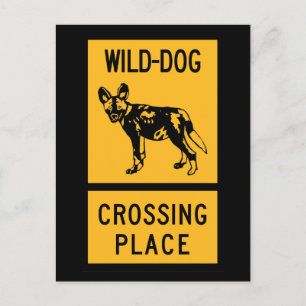 Carte Postale Lieu de passage des chiens sauvages, panneau, Zimb