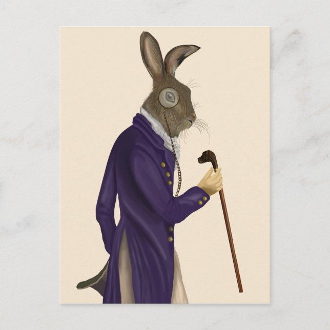 Carte Postale Lièvre en Manteau Violet 2 (Devant)