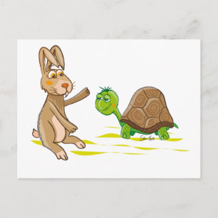 Carte postale lièvre et tortue