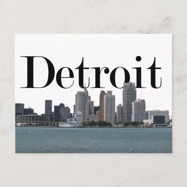 Carte Postale Ligne aérienne de Detroit MI avec Detroit dans le  (Devant)