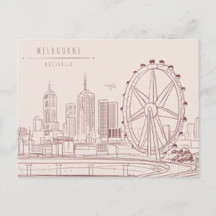 Carte Postale Ligne aérienne de la ville dessinée à la main   Me