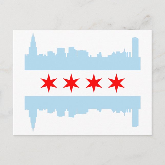 Carte Postale Ligne aérienne du drapeau de Chicago (Devant)