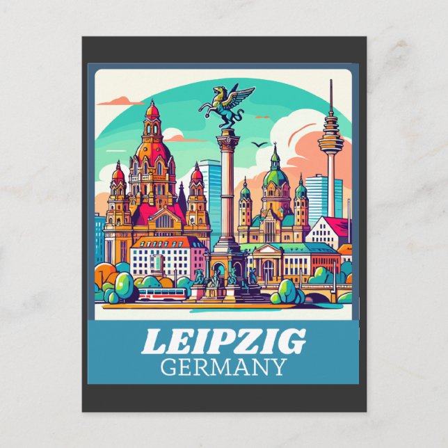 Carte Postale Ligne aérienne Retro Leipzig (Devant)