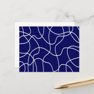 Carte Postale Ligne Art : Blanc sur Bleu foncé