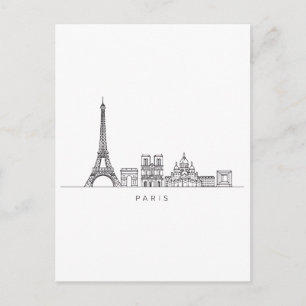 Carte Postale Ligne artistique minimaliste de la skyline de Pari
