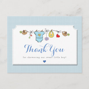 Carte Postale Ligne bleue pour bébé   MERCI
