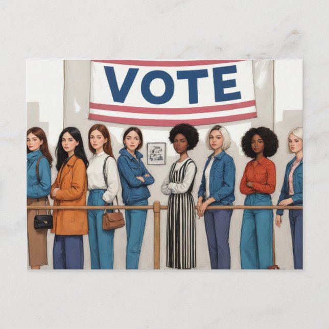 Carte Postale Ligne de vote des femmes (Devant)