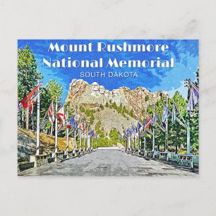 Carte Postale Ligne des drapeaux du mont Rushmore
