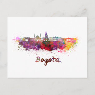 Carte Postale Ligne d'horizon Bogota v2 en aquarelle