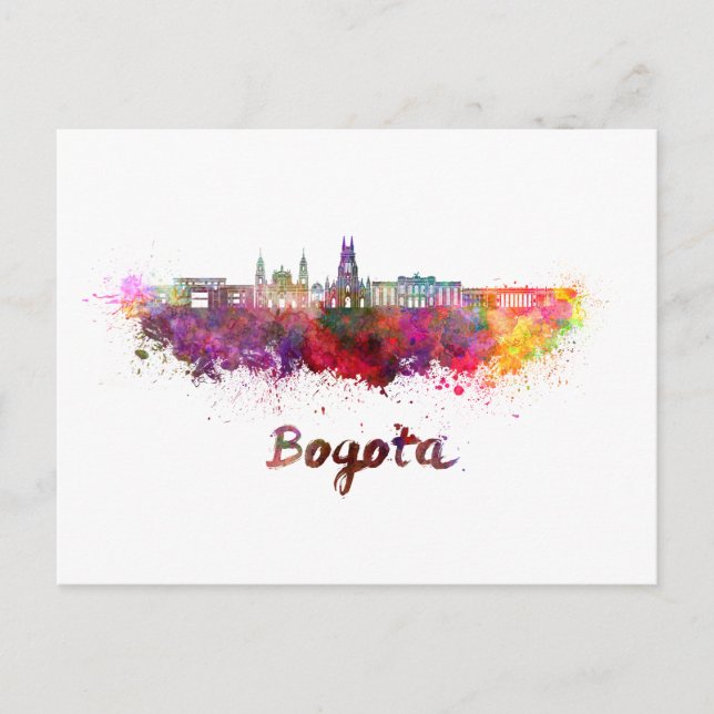 Carte Postale Ligne d'horizon Bogota v2 en aquarelle (Devant)