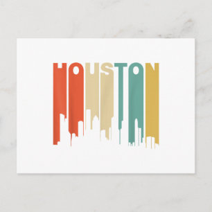 Carte Postale Ligne d'horizon de Houston Texas Style Rétro Année