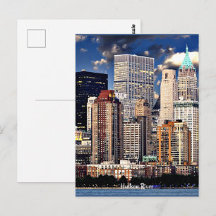 Carte Postale Ligne d'horizon de New York, voilier sur l'Hudson