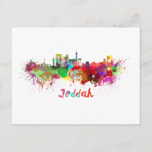 Carte Postale Ligne d'horizon Jeddah en aquarelle