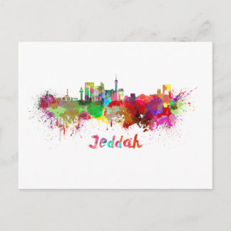 Carte Postale Ligne d'horizon Jeddah en aquarelle